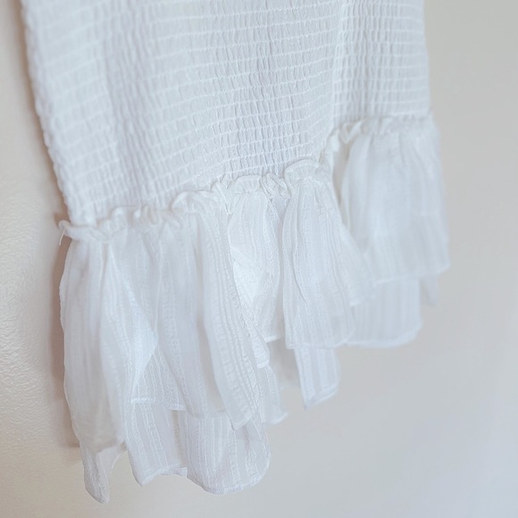 BCBGMaxAzria White Pleated Organic Lined Blouse NEW - Picture 4 of 4